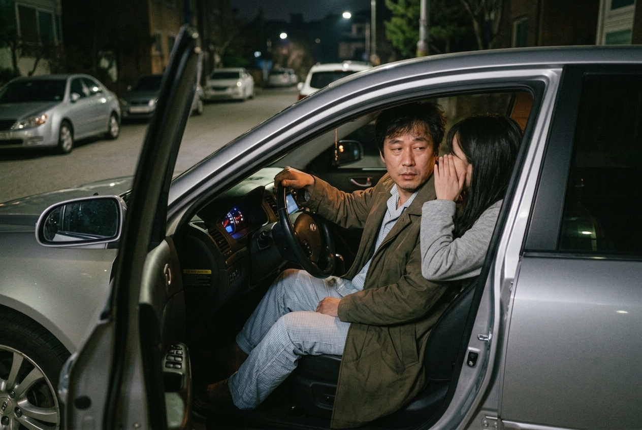 새벽 두 시 딸을 데리러 나온 아버지와 자동차 안의 딸